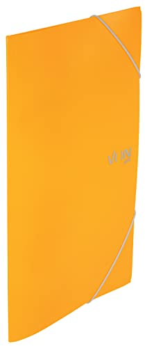 VON Leitz Eckspannermappe A4, PP Kunststoff, Für 150 Blatt, 3 Klappen, Mappe mit Gummizug, Mit modernem VON-Aufdruck, Leichter Ordner für Schule & Zuhause, 5 Stück, Gelb, 30070015