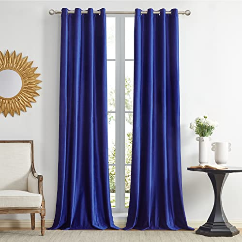 GIGIZAZA Dekorative Samtvorhänge 132 x 285 cm (Breite x Länge), 2 Panels Marineblau Wohnzimmer Öse Tülle Blackout Vorhänge Thermisch isolierte Fenster Vorhänge für Schlafzimmer