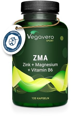 ZMA Kapseln Vegavero® | Zink, Magnesium, Vitamin B6 | Vegan | Premium: Mit Aquamin™ marinem Magnesium, Zink Aspartat + Citrat | Hohe Bioverfügbarkeit | 120 Stück | Ohne Zusätze