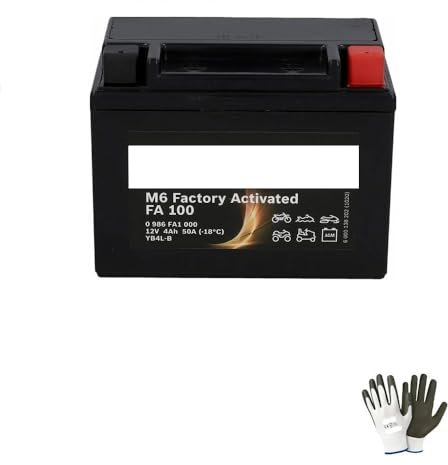 Kompatibel mit Piaggio Liberty 2T Rst 50 von 2004 bis 2006 Motorrad Batterie 12V bereits gebrauchsfertig Bosch Gel YB4L-B versiegelt Aktivbatterie 4 Ah Birne FA100