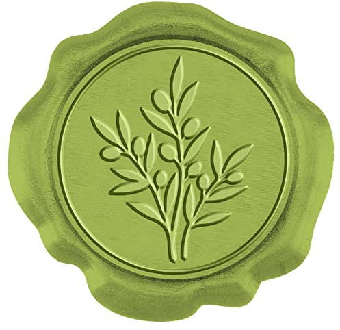 craspire 50 STÜCKE Wachssiegel-Aufkleber Grüner Wachssiegel-Stempel 1 Schachteln Olivenzweig Selbstklebende Umschlag-Siegel-Aufkleber Für Hochzeitseinladungskarten, Geschenkverpackungen