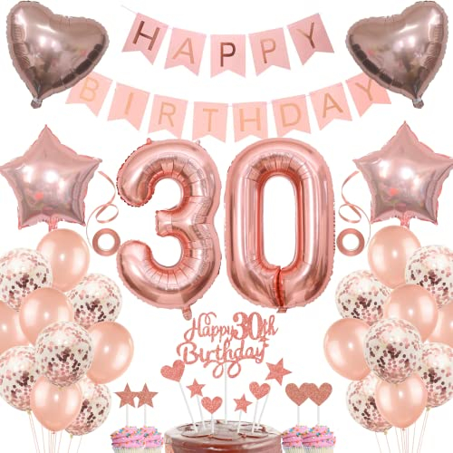 Deko 30. Geburtstag Frauen Tortendeko 30 Geburtstag Frauen Deko Geschenk für 30. Geburtstag Frauen Rosegold Geburtstag 30 Frauen 30 jahre Geburtstag deko Ballon 30 Geburtstag 30 jahre Frauen