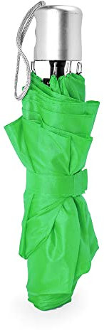 KINKIES Paraguas Plegable de colores con funda a juego, sombrilla portátil de viaje cómoda y ligera (Verde)