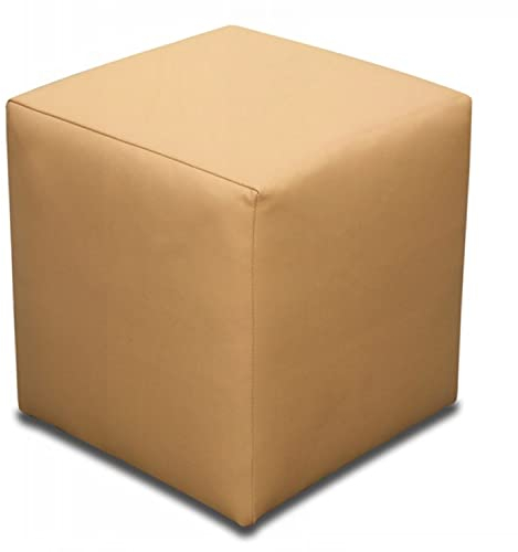 Best for Home - Sitzhocker | Bodenkissen Hocker | Sitzwürfel Kunstleder | Fußhocker Wohnzimmer Gepolstert | 40x40x40 | Holzwerkstoff (Beige)