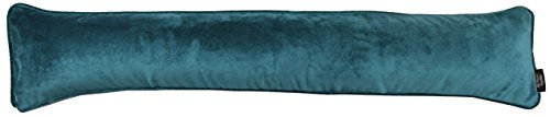 McAlister Textiles Matter Samt | Zugluftstopper mit Füllung | 18cm x 120cm in Blaugrün | wachbarer Deko Windstopper Kissen für Fenster, Türen im Designer Plüsch