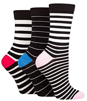 SockShop Wildfeet Ladies Bamboo Socks -Patterned Fun and Colourful Soft Breathable Socks Multipack of 3 Pairs