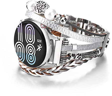 CHARMINGO Bracelet de montre multi-rangs en cuir bohème de 20 mm compatible avec Samsung Galaxy Watch 4/5/Active 2/5 Pro/3/4 Classic de 40/44/45/41/42/46 mm