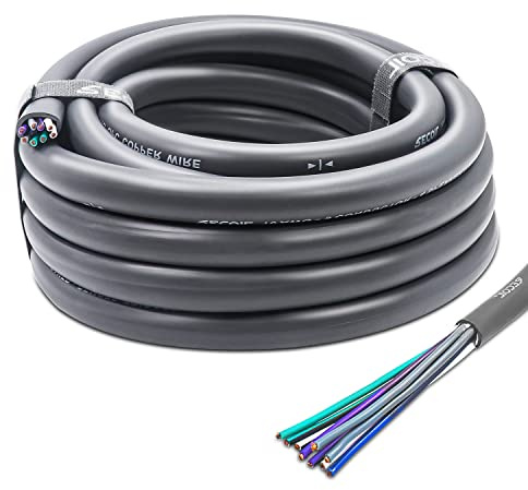 Recoil 20-Feet 9-Conductor Speaker Cable 16AWG Pure OFC Easy Peel Jacket | Ultra-Flex 4-Channel Speaker Wire and Remote Wire