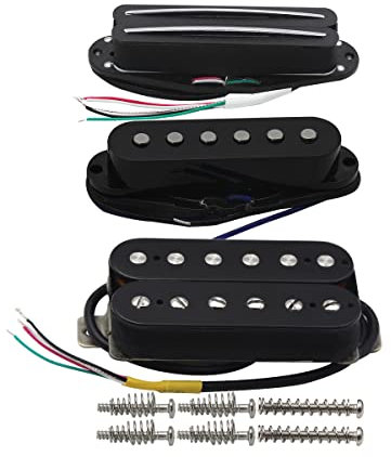 FLEOR Vintage Alnico 5 SSH-Gitarre Doppelschiene & Singlecoil & Humbucker-Tonabnehmer Hals-/Mitten-/Brücken-Pickup-Set, Schwarz