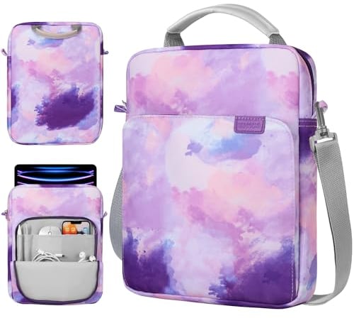 TiMOVO 13 Inch Tablet Sleeve Handbag with Shoulder Strap for iPad Air 13 M3 2025, iPad Pro 13, iPad Pro 12.9, Galaxy Tab S9+/S9 Plus/S10+/S10 Plus/S9 FE+/S9 FE Plus 12.4, Watercolor Purple