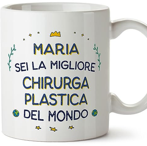 Mugffins Tazza Personalizzata in ceramica per CHIRURGA PLASTICA donna 11 oz / 350 ml - In italiano - Migliore del Mondo - Idea regalo per compleanno, anniversario, natale, laurea