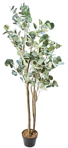 AMARE Kunstpflanze Eucalyptus 60 x 60 x 150 cm weiß/grün