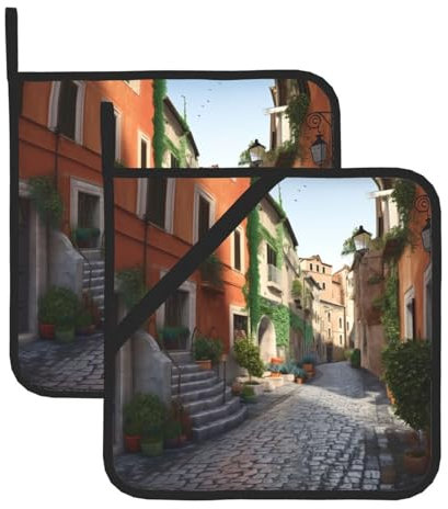 Street of Italy - Maniques antidérapantes pour four - Résistantes à la chaleur - Grandes maniques pour la cuisson et la pâtisserie