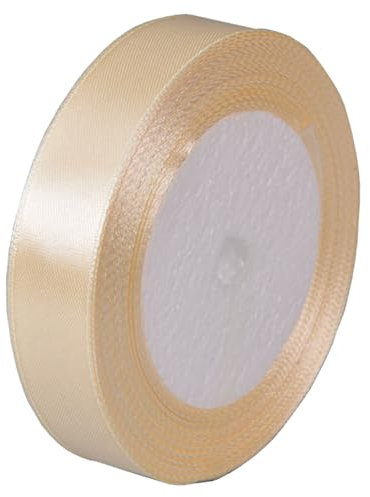 Satinband Beige 20mm, 22 Meters Geschenkband Schleifenband Bänder zum Basteln Nähen, Dekoband Stoffband Bänder für Geschenkverpackungen Haarschleifen Hochzeit Partys Dekoration Brautstrauß