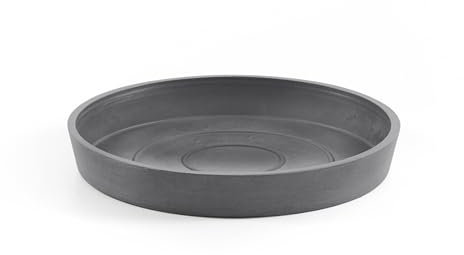 Ecopots Soucoupe ronde en plastique recyclé moderne pour pot de fleurs intérieur/extérieur, gris, 15,2 cm