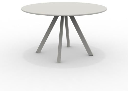 MONDO VIRO Runder Tisch aus verzinktem Metall Daisy für den Garten, zerlegbar, 130 x 130 cm, 75 h (Schlamm)