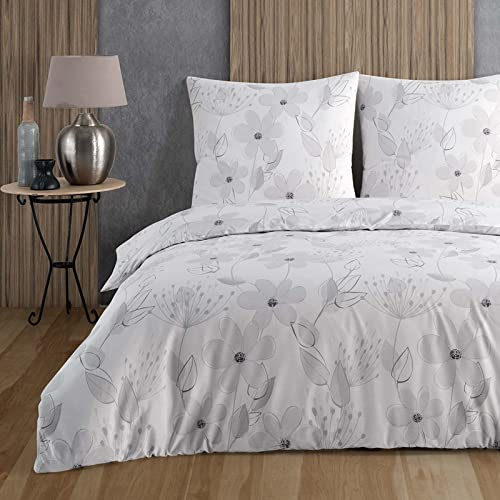 Buymax® Bettwäsche 155x220 100% Baumwolle 2-Teilig Bettbezug - Bettwäsche-Sets 155 x 220cm mit 1 mal Kissenbezug 80x80cm, ÖKO-TEX Renforcé-Bettdeckenbezug Set mit Reißverschluss