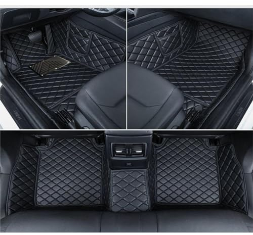 GCTRICL Nach Maß Auto Fußmatten für Ford Kuga II 2012-2019,Leder Fußmatten Auto/Vollständig mit PU-Leder Überzogene,wasserdichte und rutschfeste Bodenmatte,A