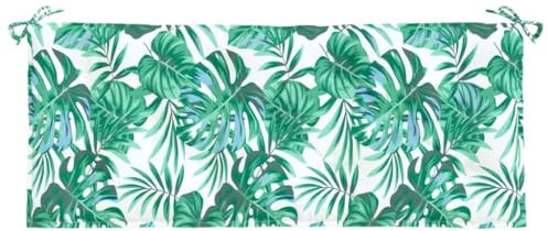 vidaXL Gartenbank Auflage, Bankauflage mit Hohlfasern, Bankkissen mit Schnüren für Außen Innen, Sitzkissen, Blattmuster Oxford-Gewebe