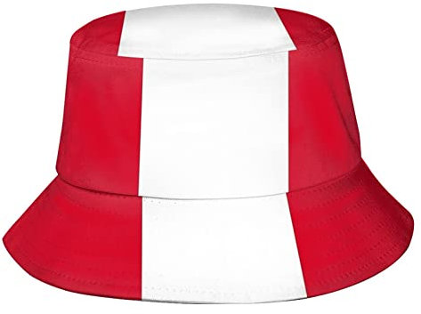 Zltegako Modischer Fischerhut mit Peru-Flagge, Sommer, breite Krempe, Sonnenschutz, Hüte für Damen und Herren, Flagge von Peru-4, One size