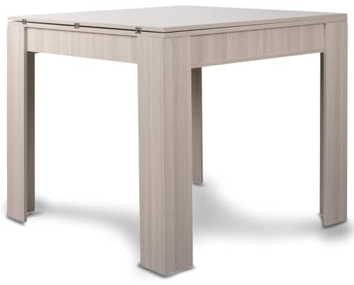 Bonussi Tavolo da Pranzo Quadrato Allungabile 90x90 in Legno Tortora Apertura a Libro