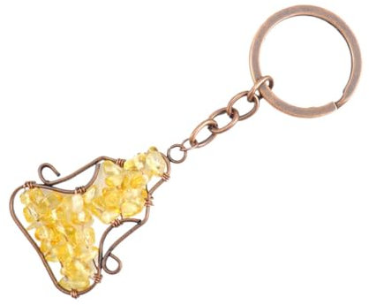 JRZEOCI Schlüsselanhänger Aus Natürlichem Amethyst-Citrin-Kristallperlenstein – Schlüsselanhänger Mit Achat-Anhänger, Taschenanhänger, Schlüsselanhänger, Zubehör Für Frauen U