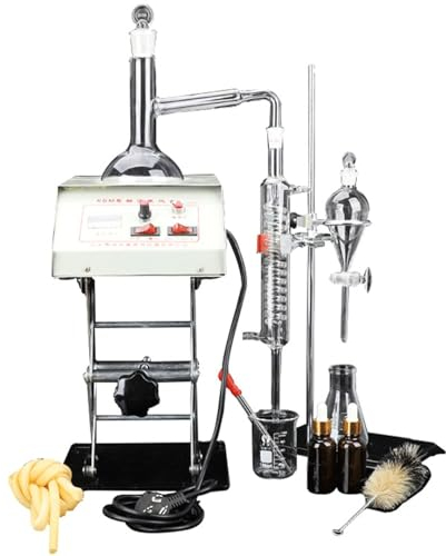 Lab Distillation Apparatus Essential Oil Pure Water Distiller Glassware Kits essential oil distiller with Electric Heater Lifts, Chemistry Lab Glassware Equipment 500ML