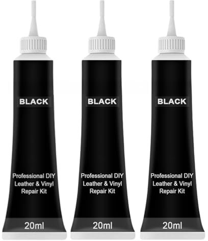 SCOBUTY Pâte Réparatrice Cuir,3pcs Pâte Réparatrice Cuir Noir,Kit Reparation Vinyle Cuir,Crème Réparatrice Cuir,Peinture Cuir Liquide,Réparateur Cuir Voiture,Rénovation Cuir de Réparation