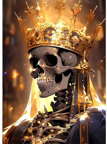 GDYEEH 5D Skelett Diamant Painting Pictures, DIY Totenkopf Diamant Art Painting Kits, Halloween Diamond Painting Set for Adults Anfänger, Mosaic Making, Diamond Painting for Home Decor 30x40cm