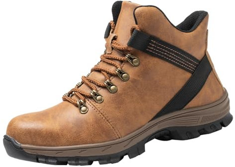 Generico Stivali Indianini Estivi Stivali Donna Dottor Scarpe da Lavoro per Saldatura in Pelle Bovina Primavera e Autunno Inverno da Uomo con Punta Antiscivolo Scarpe Stivaletti Donna (Brown, 43)