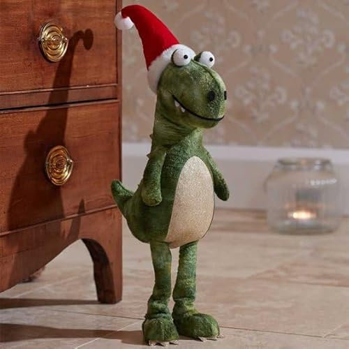 Marco Paul 60cm Large Standing Dinosaur Christmas Decorations Indoor Home Xmas Decorations Festive Figure Christmas Ornaments Santa Xmas Festive Decor Home Decor Christmas Decor