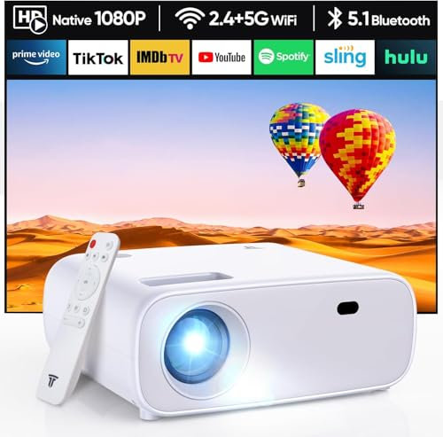 2024 High Performance Projector, Supports Switch and PS5 without Delay, Projector with WiFi and Bluetooth, 20000 Lumens 4K Support, Full HD 1080P Resolution, (High Brightness Version)
