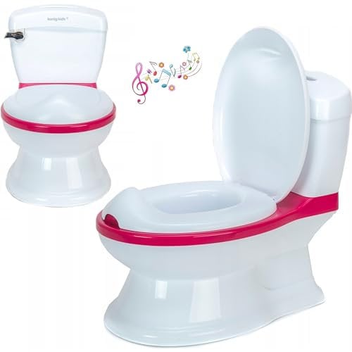COIL Kindertoilette, Töpfchen für Kinder mit Musik und Spülgeräusch, Rutschsicher und Tragbar, Hygienische Kindertoilette mit Herausnehmbarem Einsatz, Töpfchen für Kinder ab 2 jahre (Lila)
