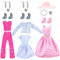 20 Stück Kleidung und Zubehör für Puppen,Inklusive Schöne Kleider Tops, Hosen ,Viele Kleine Accessoires Geeignet für Puppe, Mädchen Kinder