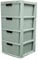 SIDSONS Large Plastic Rattan Style Storage Drawer (Sage Green, 4 Tier)