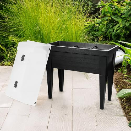 TOPCENT Maxi-Hochbeet mit Haube, Hochbeet aus Hartkunstoff, 100 x 50 x 107 cm