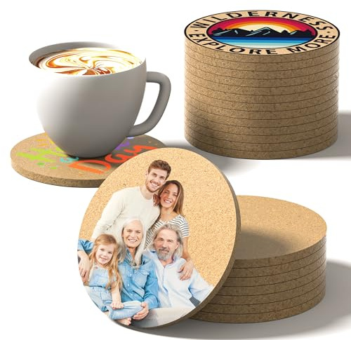 30-100 pièces de sous-verres personnalisés, impression UV en couleur complète, personnalisation de logo photo texte, sous-verre en liège personnalisé pour boissons, antidérapant résistant à la chaleur