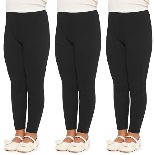 Merry Style Mädchen Lange Leggings aus Baumwolle MS10-225 (Schwarz 3-er Pack, 134 cm)