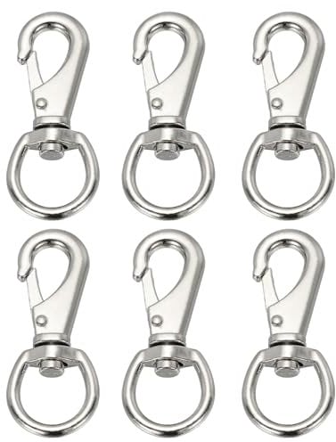 PATIKIL 6Pcs Flag Swivel Snap Clips, 2.7 Inch Heavy Duty Alloy Flag Pole Hooks Stainless Flagpole Accessories for Rope Hardware Key Chain Leash Leather Craft, Silver Tone