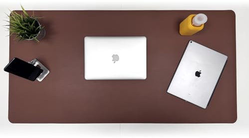 ORZAC® Großer Schreibtischteppich – Schreibtischunterlage aus PU und Kork – rutschfeste Schreibtischunterlage – weiche und strapazierfähige Schreibtischunterlage – Braun