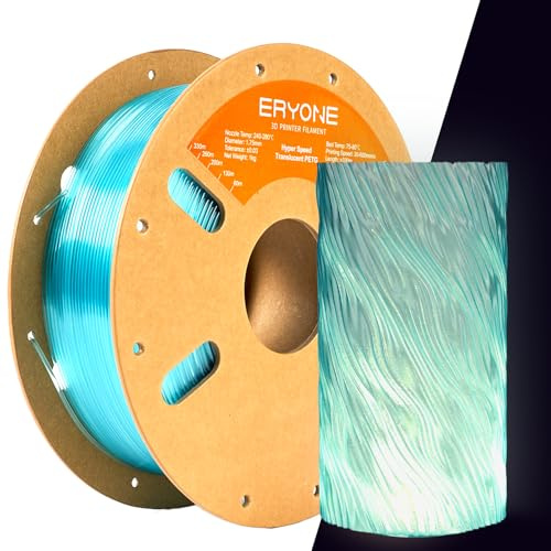 ERYONE High Speed Translucent PETG Filament 1.75mm +/- 0.03mm, 30-500mm/s 3D Drucker Filament, 1kg/Spool, Sky Blue