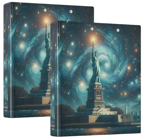 Liberty Starry Night USA 3 Ring Binder Flexible D Ring Binder with Pockets 3 Ring Binder for School College Office