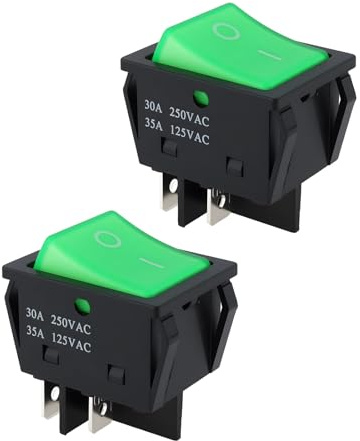 EMSea 2 Interruptores Basculantes de 4 Pines KCD4 30A 250V/35A 125V Compatible con Numatic Aspiradora Color Verde