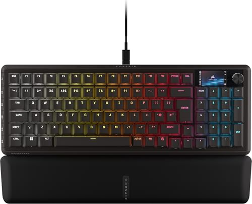 CORSAIR VANGUARD 96 Tastiera Meccanica da Gioco con Cavo – Nero | Layout al 96%, interruttori lineari MLX Plasma, polling a 8000 Hz, display LCD, Virtual Stream Deck, SOCD Flashtap, QWERTY IT