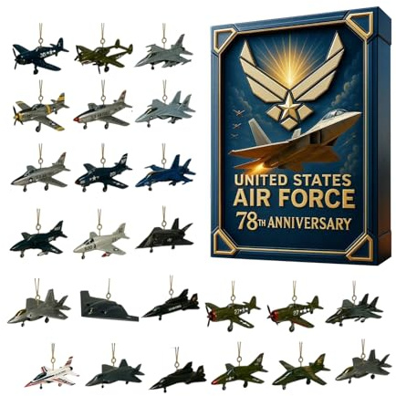 Adventskalender der Air Army – Countdown-Set für 24 Tage 2D-Flugzeugmodell, Gedenkornamente für Kampfflugzeuge, Souvenir, Geschenk zur Luftfahrt-Sammlung