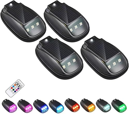 EONANT Solar LED Dach Navigation Licht - wasserdicht Solar Kabine Dach Marker mit Bewegung Vibration Sensor, Off-Road SUV Lkw Sicherheit blinkendes Outline Licht (4 Stück 1 Fernbedienung)