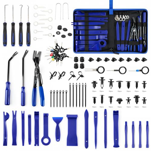 342Pcs Trim Removal Tool Kit Car Removal Door Car Panel Door Audio Radio Stereo Removal Tools Auto Push Pin Bumper Retainer Clip Set Fastener Remover Pry Tool Car Upholstery Repair Pry Kit Clip Plier