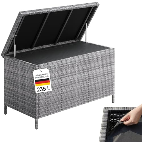 STEELSØN Serion Gartenbox 110 cm breit, Grau, aus Rattan, wetterfest