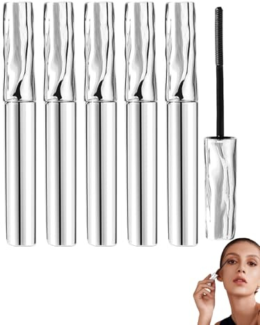 Daozhogo 5 Pcs Metal Mascara, 3D Ultra Fine Waterproof Mascara Wimperntusche Lange Wimpern, Wasserfest Feiner Pinsel Schwarz Wimpern, Curling Eyelash Iron, Iron Eye Mas cara mit Metallbürste, Tubing M