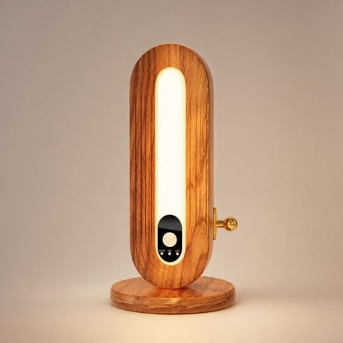 AUHEUU Holz Tischlampe Akku mit Bewegungsmelder Nachttischleuchte Dimmer Schalter LED Innen Wandleuchte Batteriebetrieben USB Aufladbar Nachtlicht Magnetisch Kabellos Sensorlampe
